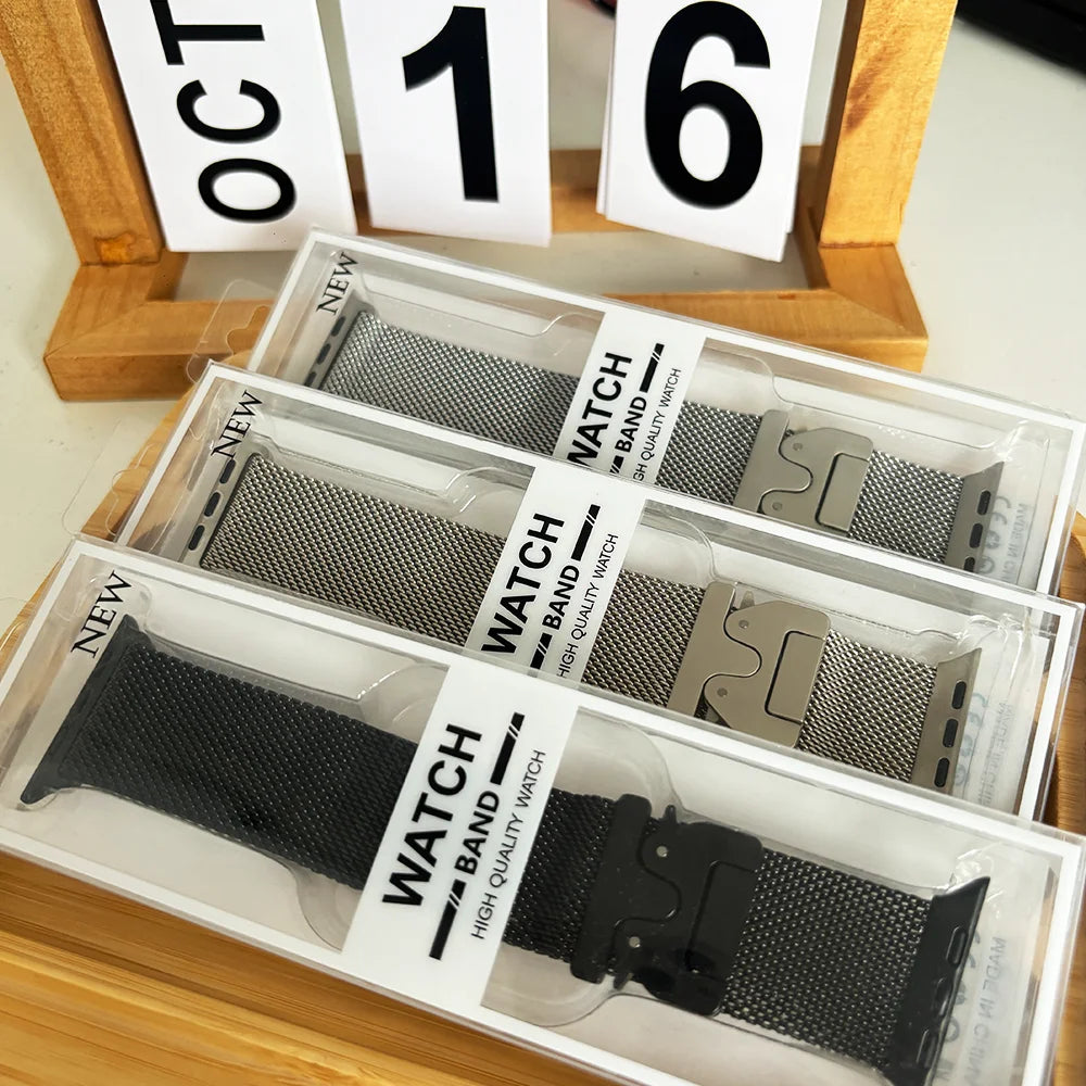 Titanium Straps For Apple watch Series 11 10 9 8 7 6 5 4 SE 3 46mm 42mm 41mm 45mm 44mm 40mm Milanese Loop Ultra 49mm Accessories