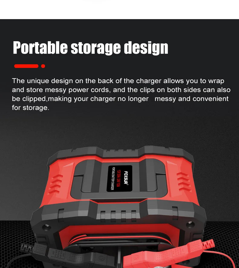 20A/10A Car Motorcycle Battery Charger 12V/24V Smart Charger Lithium AGM GEL Lead-Acid LiFePO4 Battery Chargers