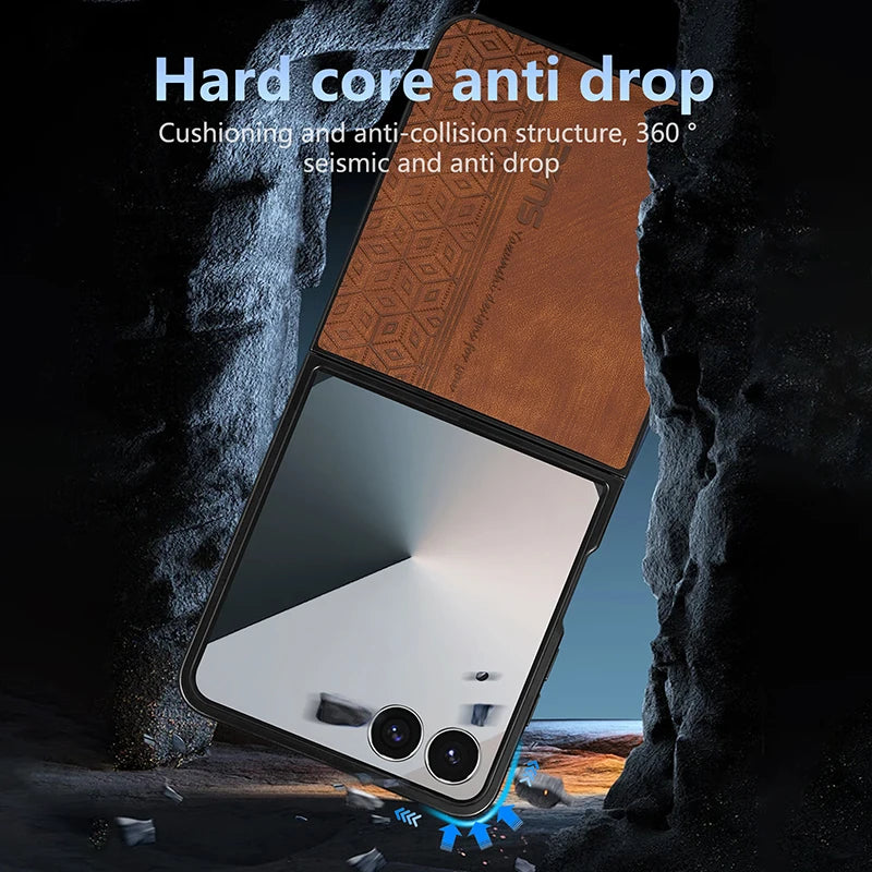 Case For Samsung Galaxy Z Flip 8 Z Flip 7 FE 6 5 4 3 Phone Case Retro style Business Flip Cover For Samsung W25 W24 Flip Cover5G