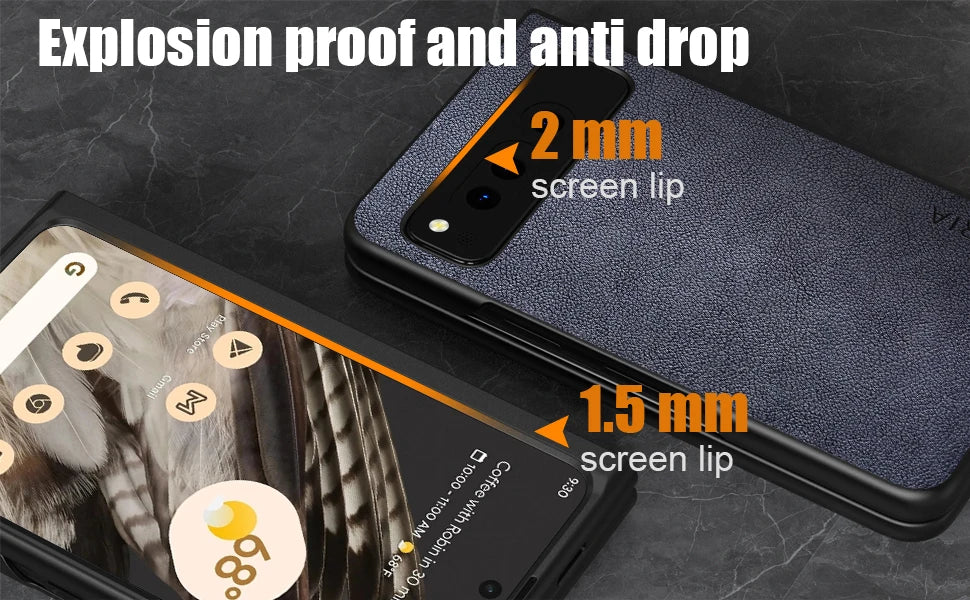 PU Leather Case for Google Pixel Fold 5G Simply Business Style Hard PC with PU 2in1 Material