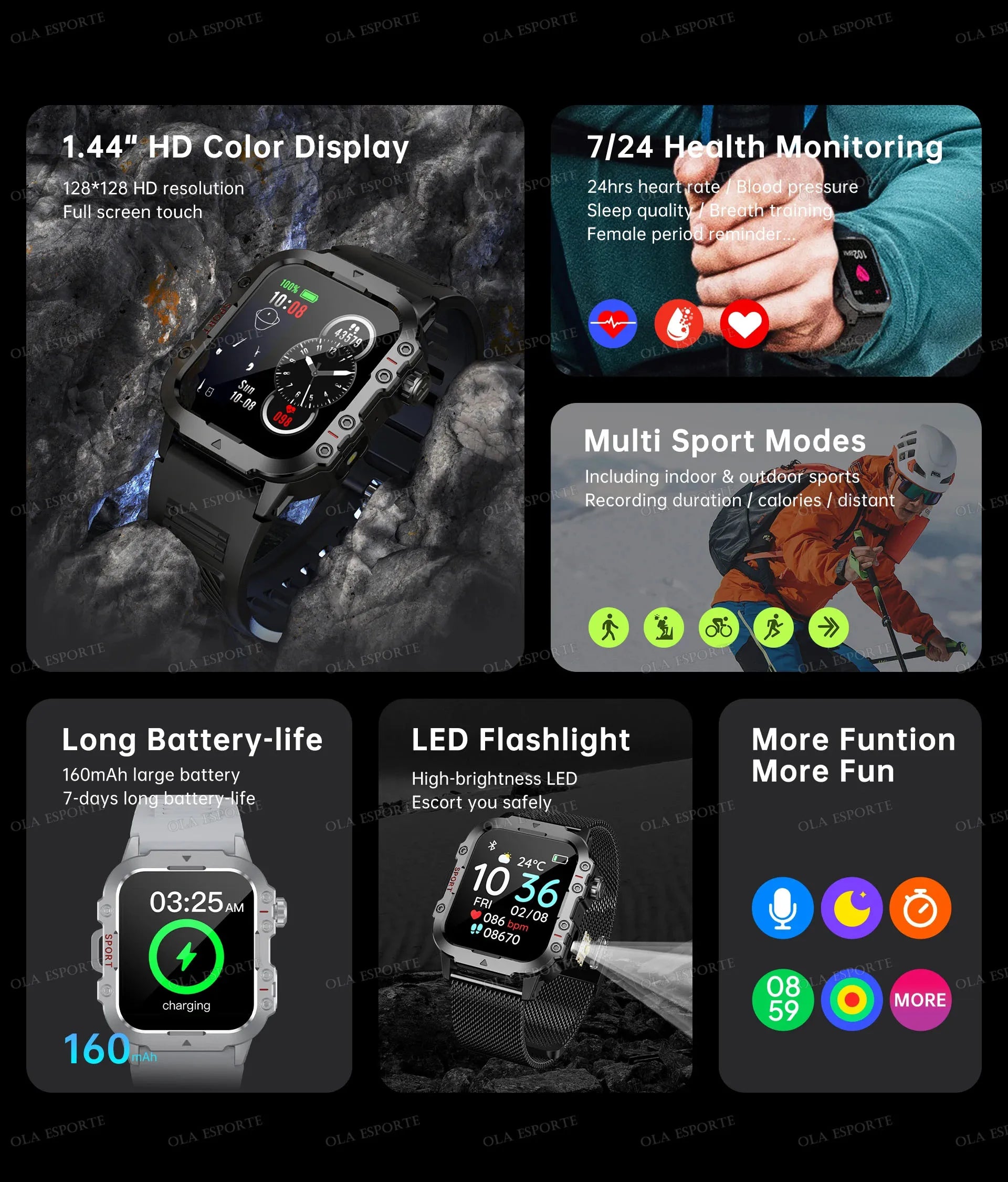 2026 New Military-grade Smart Watch Men GPS Flashlight 3ATM Waterproof Watch Bluetooth Call 100+Sport Outdoor Smartwatch Pk Hw12