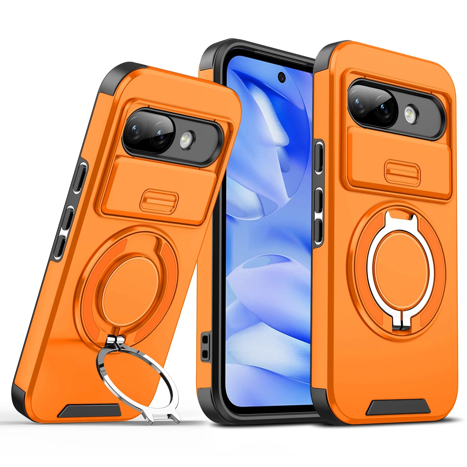 For Google Pixel 9a Case Google Pixel 9 Pro XL Cover Pixel 9 9Pro Magnetic Ring Armor Slide Camera Magsafe Wireless Charge Cover