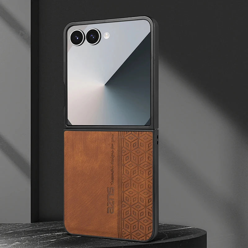 Case For Samsung Galaxy Z Flip 8 Z Flip 7 FE 6 5 4 3 Phone Case Retro style Business Flip Cover For Samsung W25 W24 Flip Cover5G