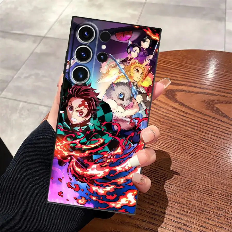 Case for Samsung Galaxy S25 Edge S23 Ultra S24 Plus S21 FE S20 Black Soft Phone Cover Anime D-Demon S-Slayer