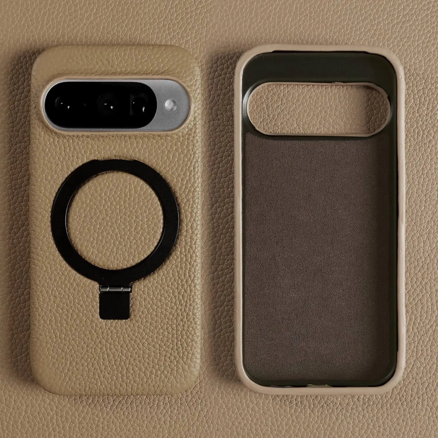 Magnet Ring Stand Phone Case For Google Pixel 10 Pro 9Pro 8A 7Pro 6pro 5A Cover Genuine Leather Case Magnetic Back Cover Cases