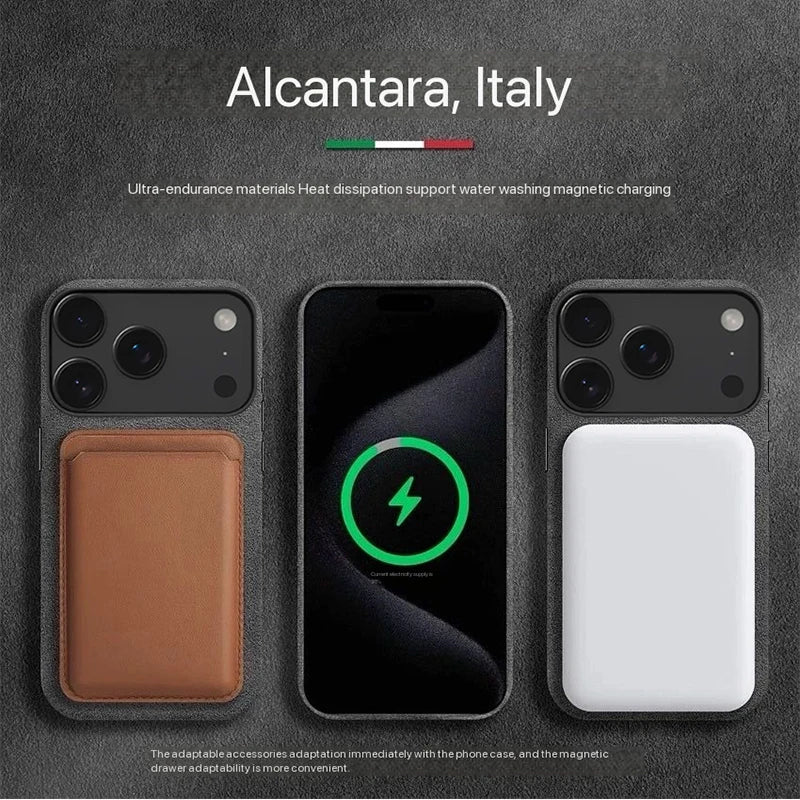 100% Italian Alcantara Magnetic Case for iPhone 17 Pro Max Air Luxury With Magsafe Cover Leather Phone Cases for iPhone 17Pro