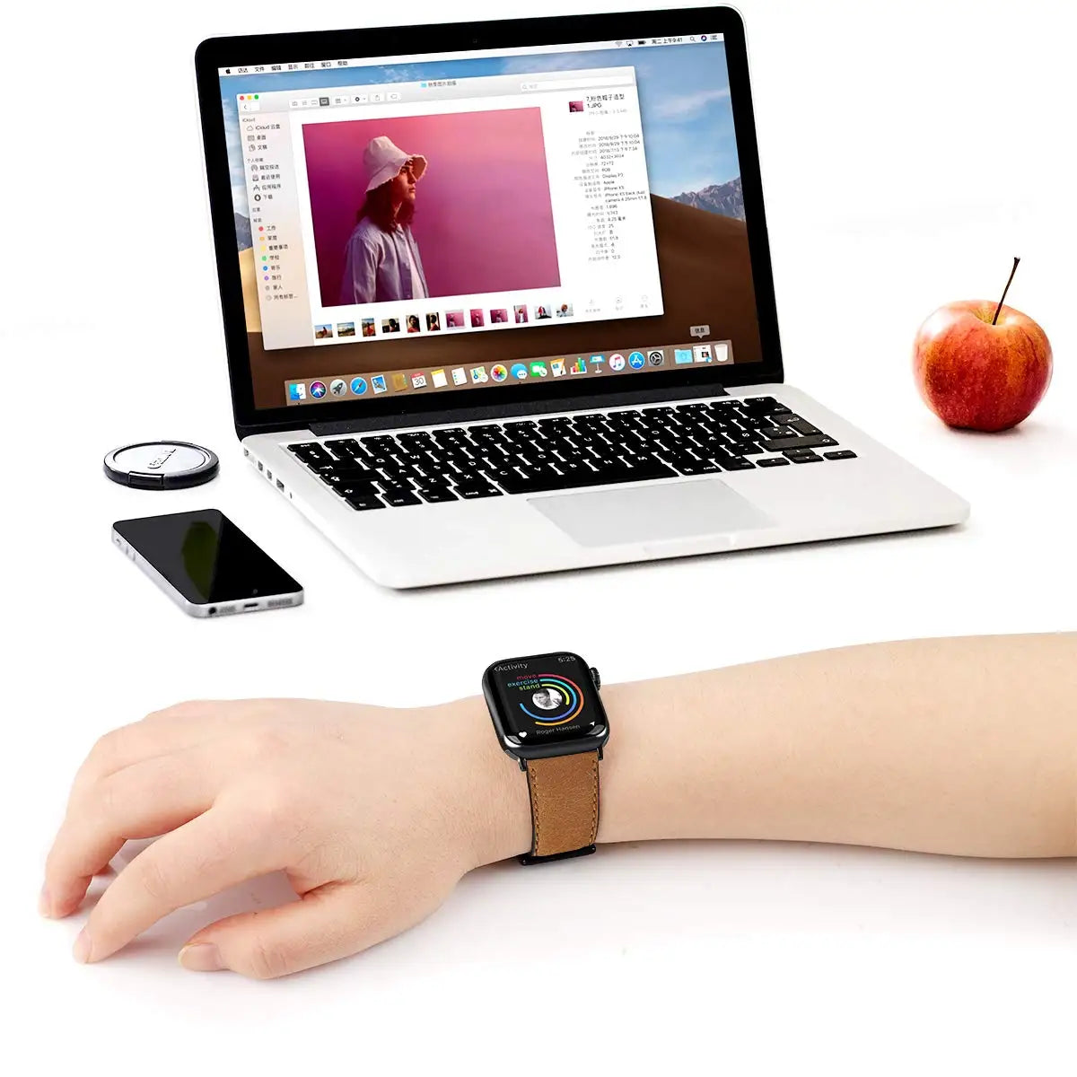 Leather Strap For Apple Watch Band 44mm 40mm 45mm 41mm 42mm 38mm 46mm 49mm bracelet Correa iWatch Series 10 9 8 Ultra 2 se 7 6 5