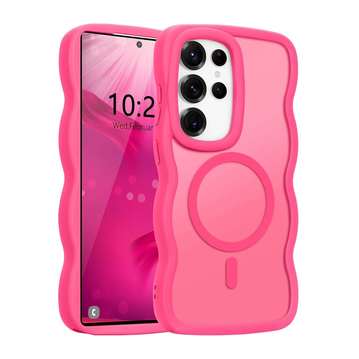 Luxury Wavy Frame Matte Case For Samsung Galaxy S26 S25 S24 Ultra Plus Edge S 26 A56 A36 Magsafe Charge Shockproof Armor Cover