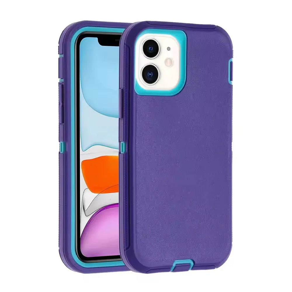 3in1 Defend Phone Case For iPhone 16 17 16E 15 14 Plus 13 12 11 Pro Max Mini Original Heavy Duty Shockproof Hybrid Armor Cover