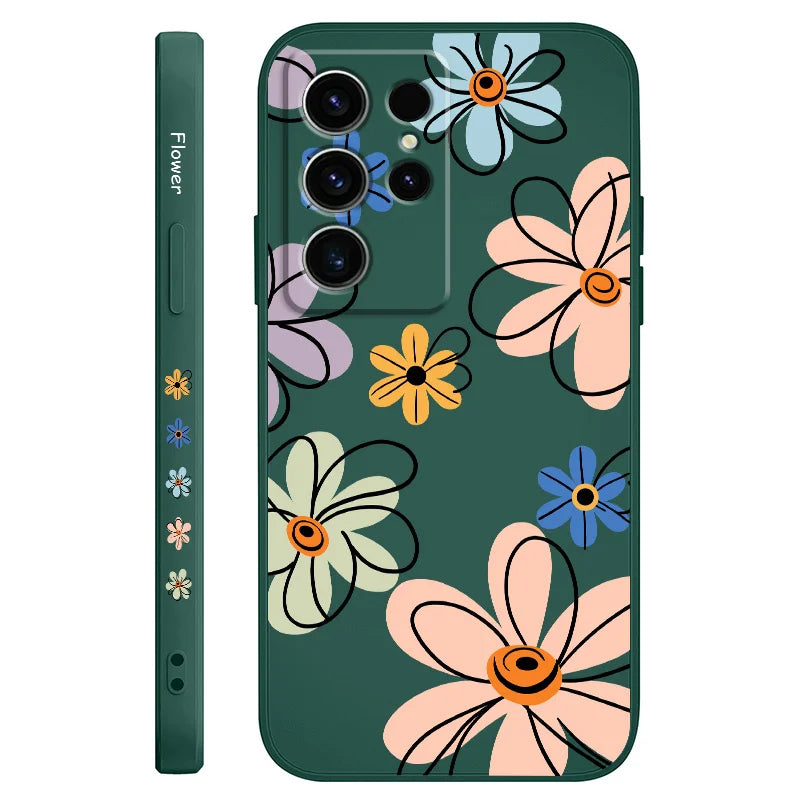 Hoop Flower Phone Case For Samsung Galaxy S25 S24 S23 S22 S21 S20 S10 S10E Ultra Plus FE Note 20 Ultra Plus Cover