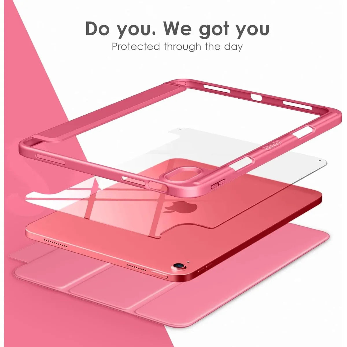 Solid Color Tablet Case for IPad (A16) 11inch 2025 10th 10.9Inch Clear Back TPU Shockproof Protector Cover with Pencil Holder
