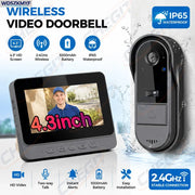 Waterproof Smart 2.4G Wireless Doorbells Video Intercom Camera Inteligente Night Vision 4.3inch Screen For Security Home