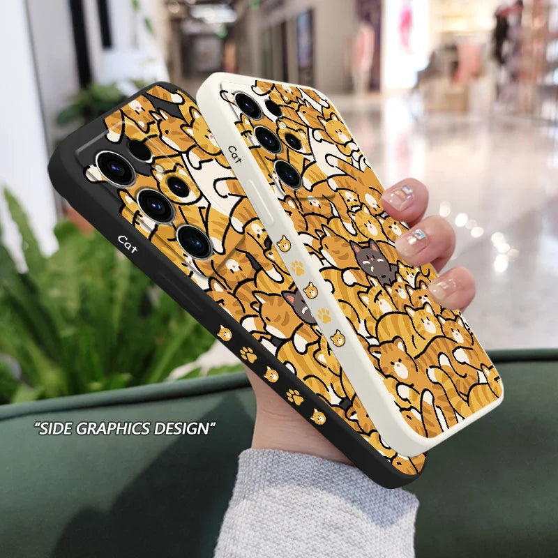 Orange Cats Phone Case For Samsung Galaxy S25 S24 S23 S22 S21 S20 S10 Ultra Plus FE Note 20 Ultra 10 Plus Cover