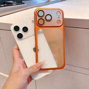 Luxury Transparent Matte Phone Case For iPhone 17Pro Air 17 16 15 14 13 12 11 Pro Max Lens Protection Metallic Color Frame Cover