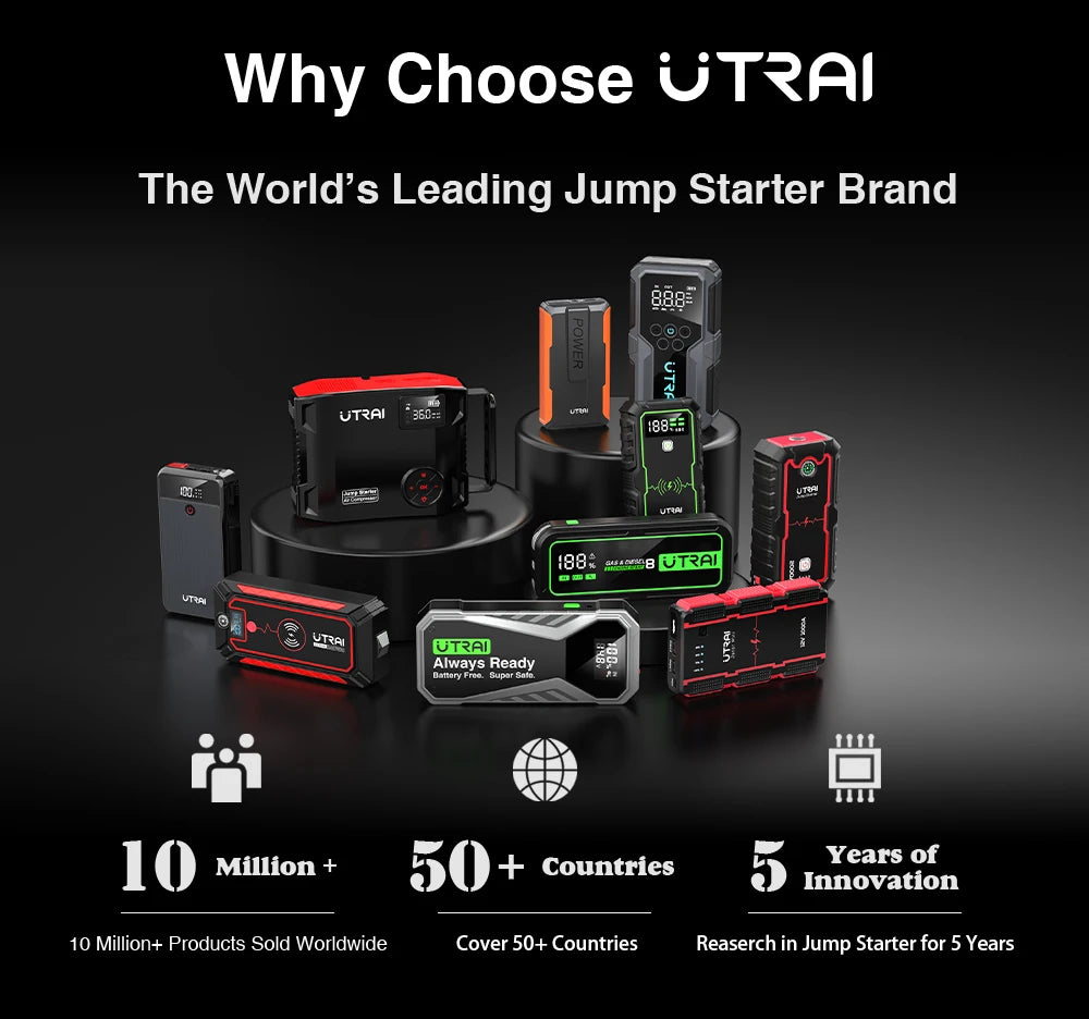 UTRAI  27000mAh Car Jump Starter Power Bank 6000A Car Booster Auto Emergency Starting Device Jump Start for Petrol Diesel