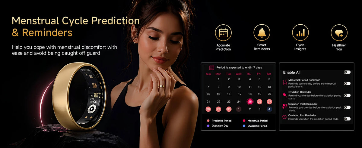AURA Matt Smart Ring Fitness Sports Health Monitor Sleep Temperature Top Quality Long Battery Rose Gold Ring for Woman Ladies