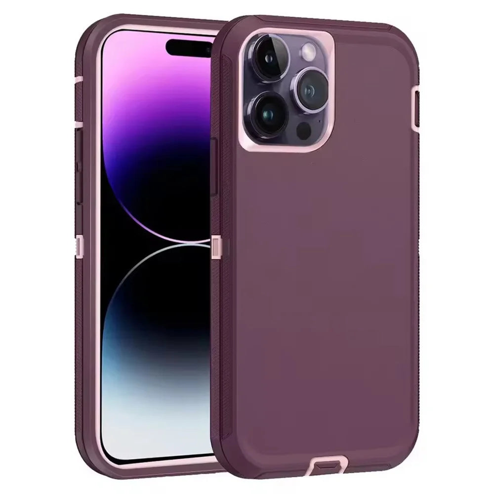 3in1 Defend Phone Case For iPhone 16 17 16E 15 14 Plus 13 12 11 Pro Max Mini Original Heavy Duty Shockproof Hybrid Armor Cover
