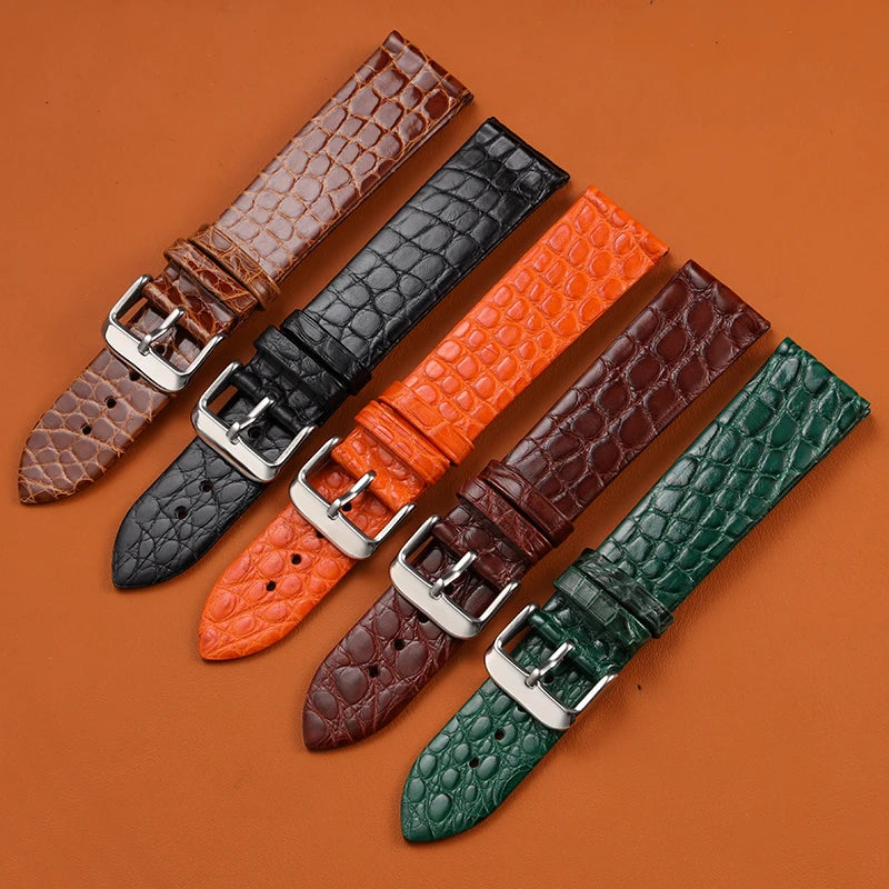 High end crocodile leather strap, 18 19 20 21 22MM. Black brown soft, quick release, leather luxury men's and women's watchband