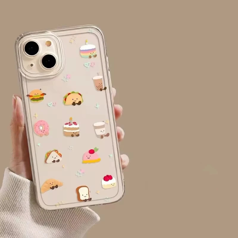 Cute Bread Toast Cake Clear Phone Case For Samsung Galaxy S26 S25 Ultra S24 S23 FE S22 S21 Plus S20 A73 A72 A71 Silicone Cover