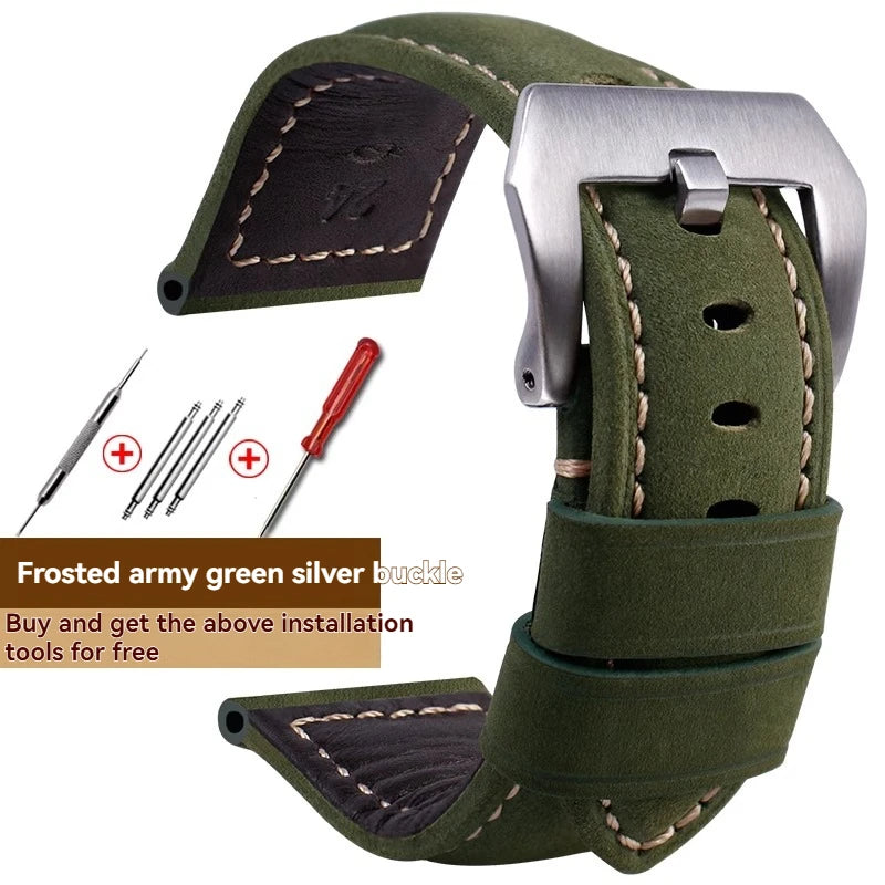 For Panerai Fossil SEIKO TISSOT Watchband Genuine Leather Bracelet male Frosted cowhide Strap Watch band 22 24mm 26m Accessories