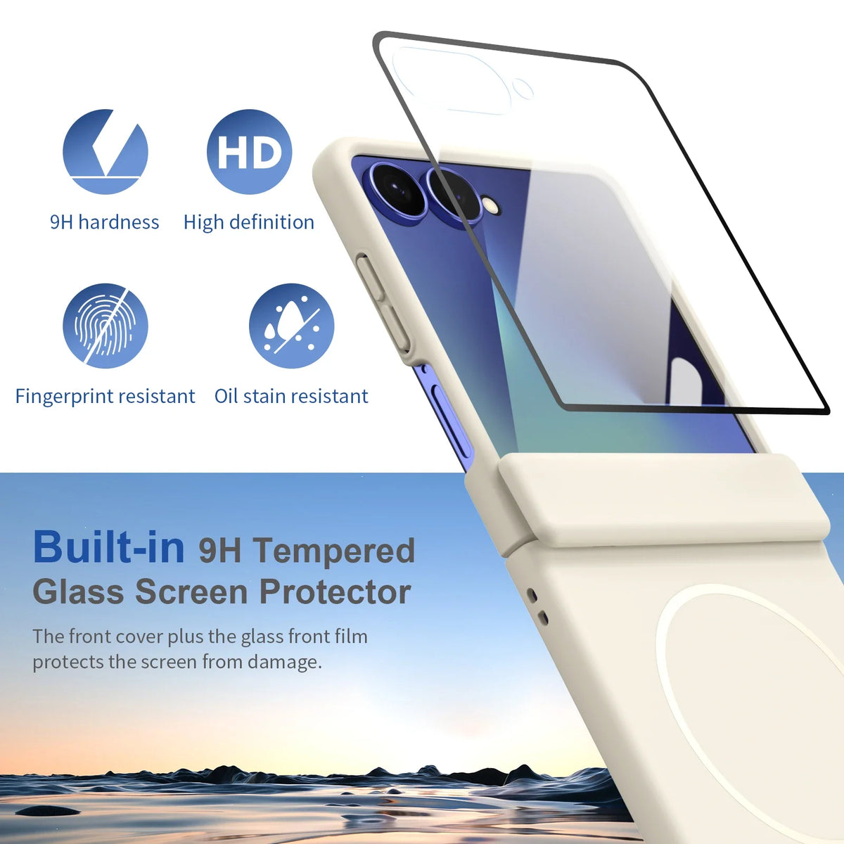 Hinge Protective Magnetic for Samsung Z Flip 8 7 FE 6 5 4 3 with Tempered Protective Film Phone Case for Samsung Galaxy Z Flip 8
