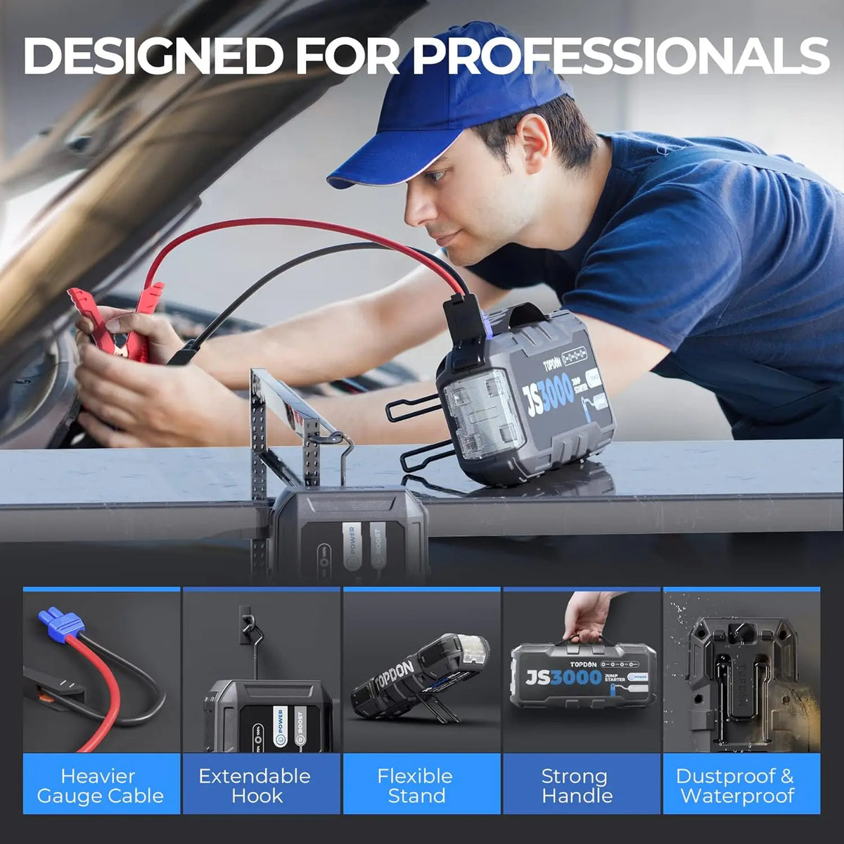 Topdon JS3000 3000A Car Jump Starter Power Bank 12V Car Starting Device 24000Mah Battery Jump Start for Car Booster