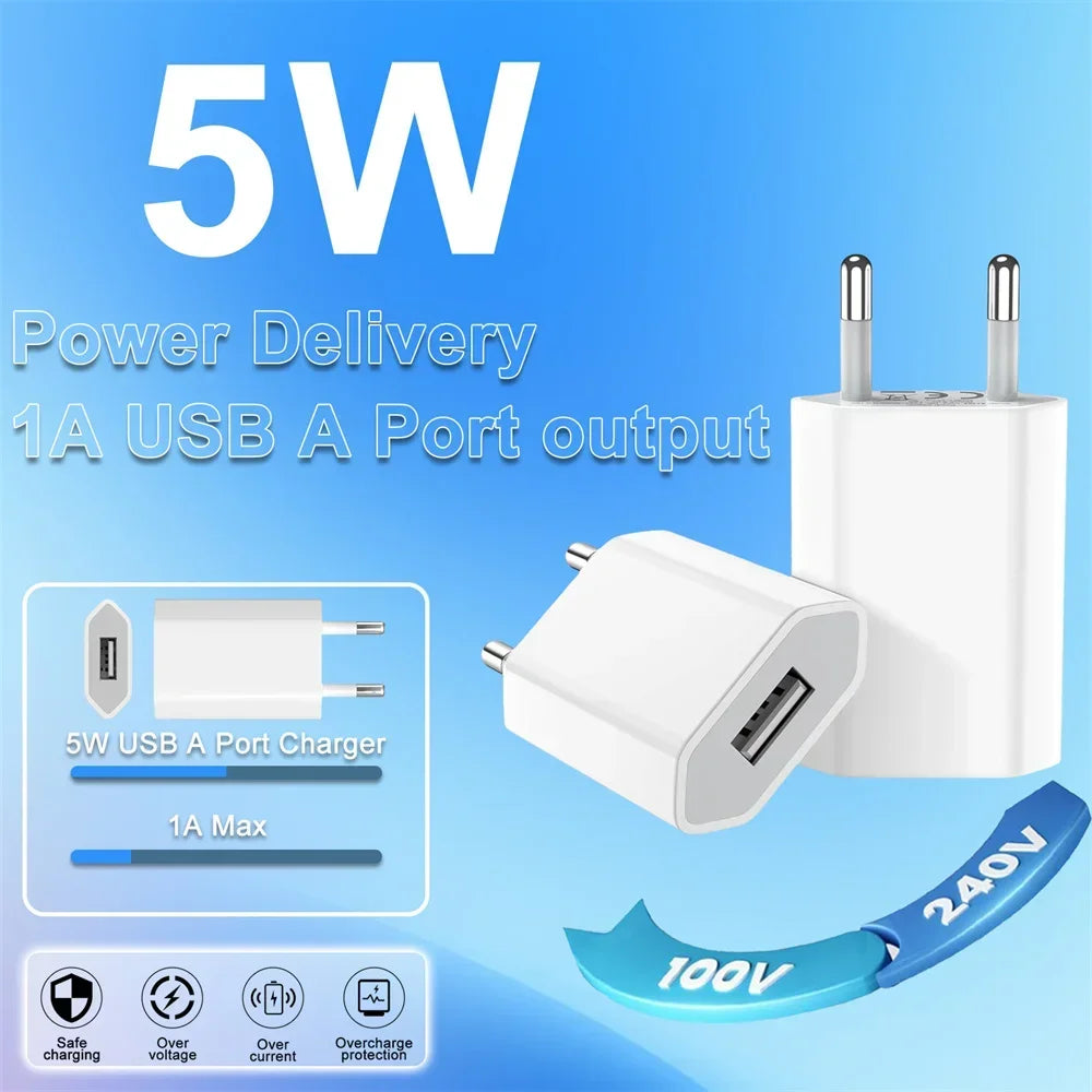 5V 1A USB Charger Fast Charging Mobile Phone Travel Wall Charger For iPhone Samsung Xiaomi Huawei Portable QC3.0 EU Plug Charger