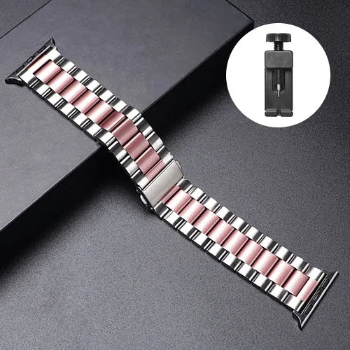 Metal Strap For Apple Watch Ultra 2 49mm 45mm 41mm 44mm 40mm Stainless Steel Wristband For iWatch Series 9 8 7 6 5 4 3 SE Band