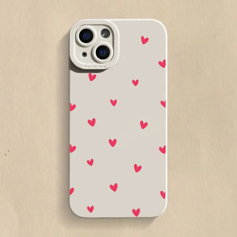 Black Love Heart Phone Case For iPhone 17 16 14 15 13 12 11 Pro Max X XR XS 7 8 15 16 Plus SE Shockproof Silicone Soft Cover