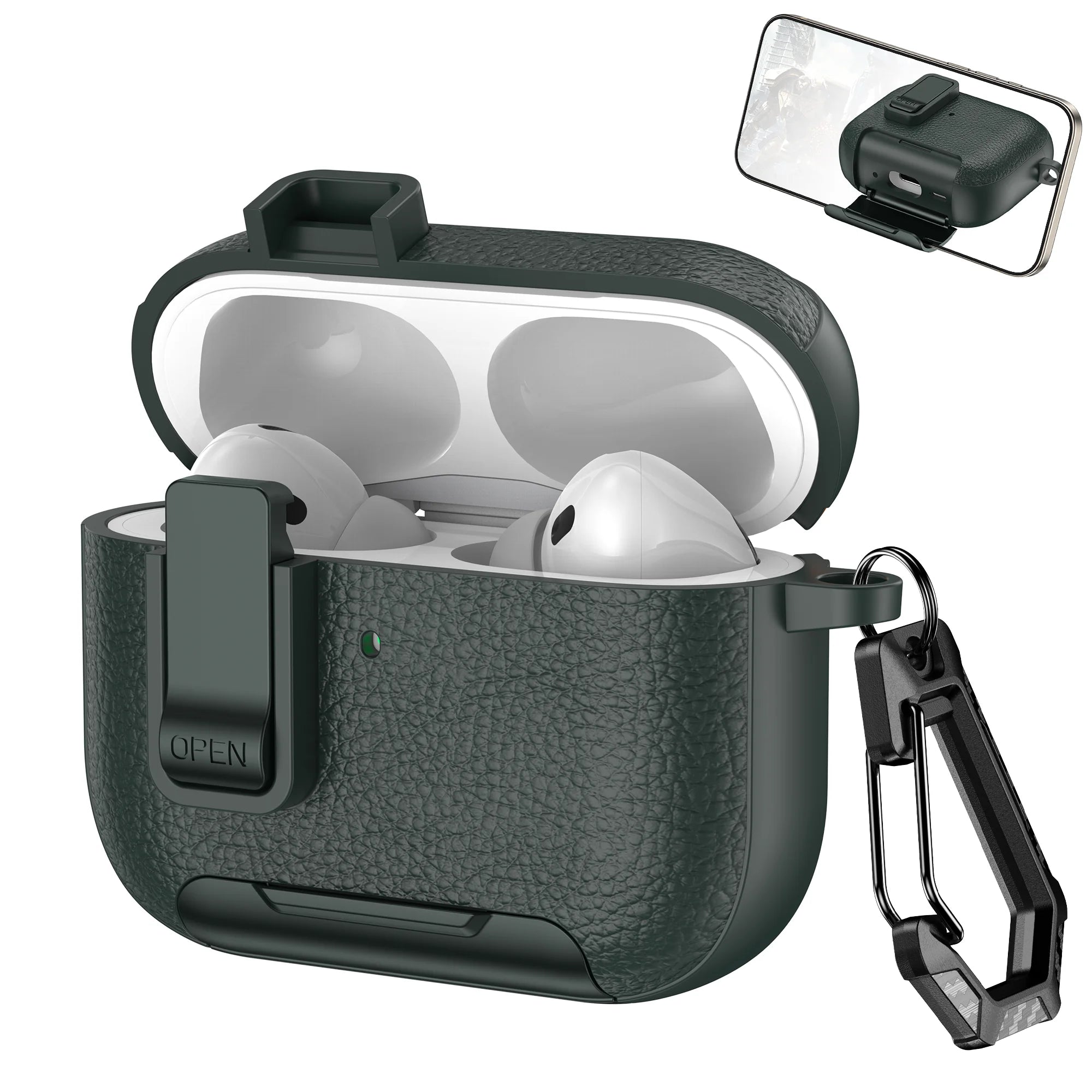 New Earphone Cover For AirPods Pro 3 3rd Generation Protective Case With Secure Lock Invisible Phone Stand Leather Texture Cover