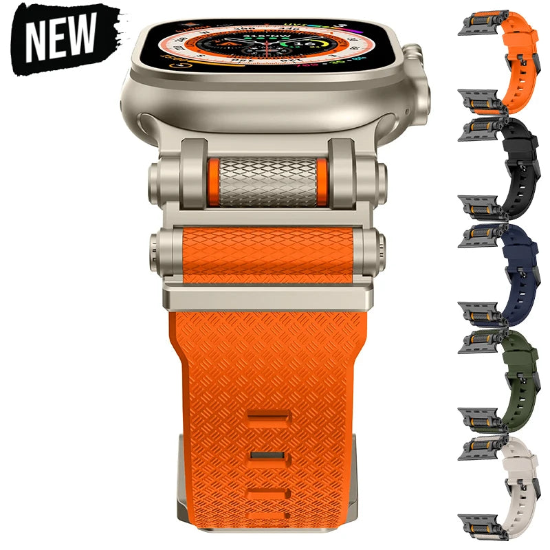 Sports Rubber Band for Apple Watch Ultra 4 3 2 49mm 46mm 45mm 44mm Strap for IWatch Series 12 11 10 9 8 7 SE 6 5 Luxury Bracelet
