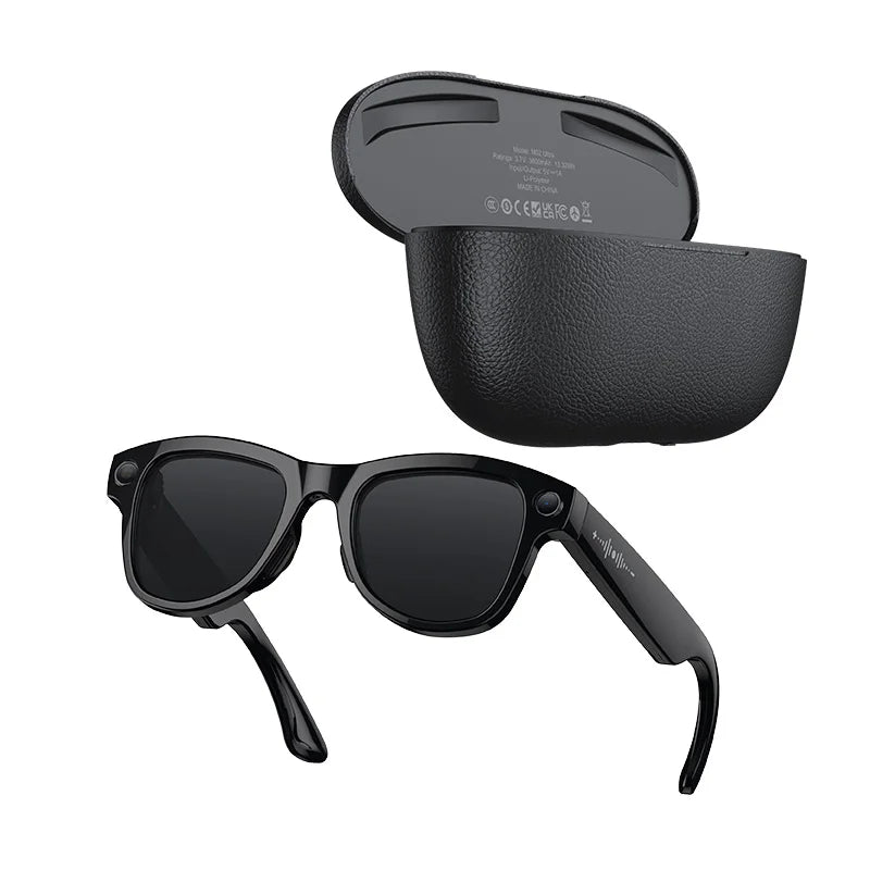 MOGCO Smart AI Glasses, 8MP Camera, Real-time Translation, 3600mAh Charging Case, 43.6g Ultra Lightweight Portable Eyeglasses