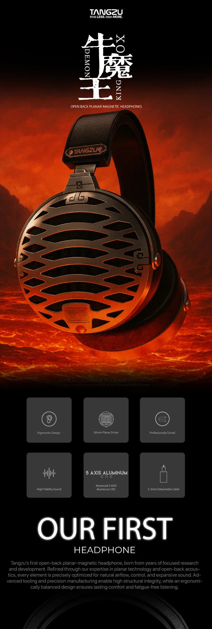 TANGZU Ox Demon King Open-back Planar Magnetic Wired Over-ear Headphones
