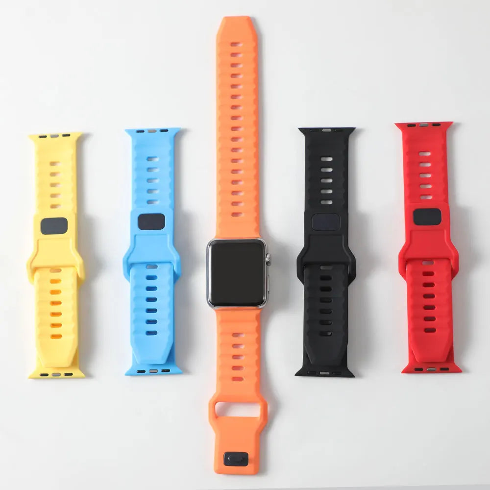 Silicone Strap For Apple Watch Bands 46mm 45mm 44mm 42mm 40mm 41mm 38mm Sport Correa Bracelet iWatch Series 12 11 10 9 SE 8 7 6