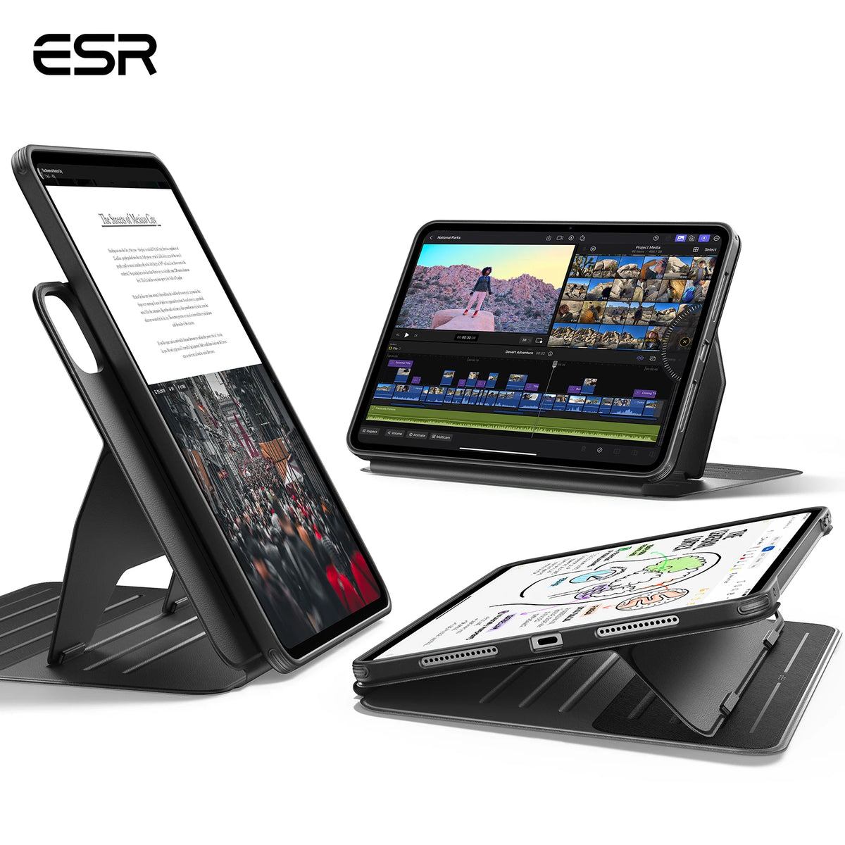 ESR for iPad Pro 11/13(M5/M4) Removable Magnetic Case Adjustable Angle Cover for iPad 11(A16)& Air 11/13(2026/2025/2024)