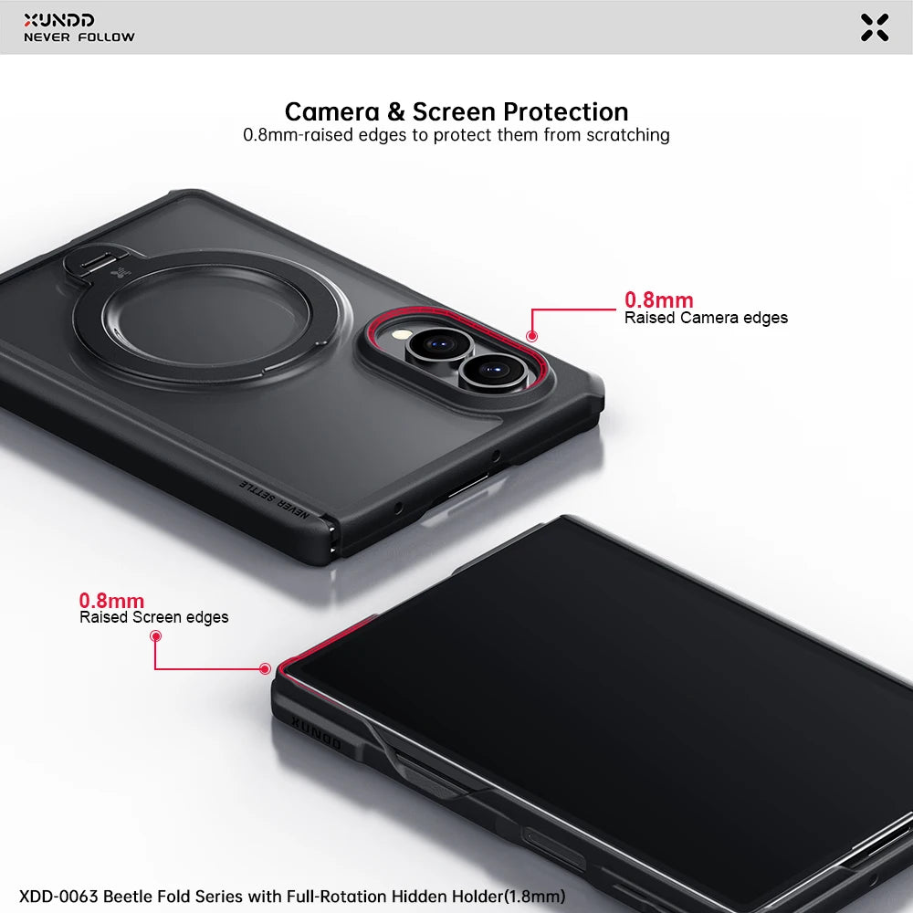 XUNDD For Samsung Galaxy Z Fold 8 Case Magnetic Kickstand Hinge Protection Clear Shockproof Cover Anti Drop Protective Shell