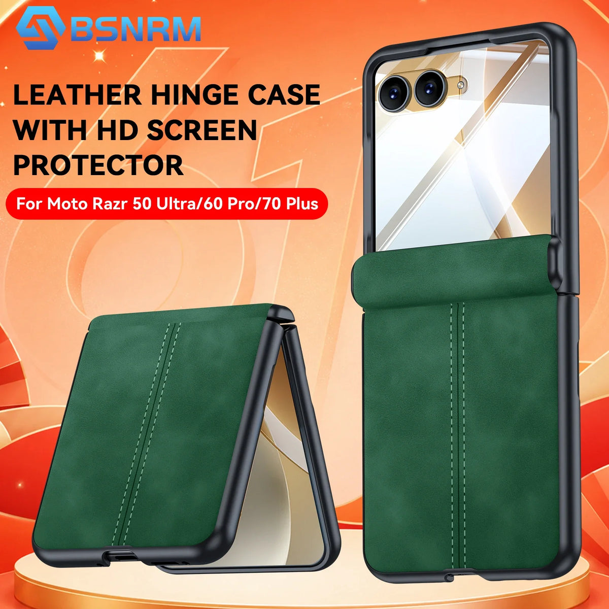 618 Hot Deals for Motorola Razr Ultra 2024/Pro 2025/Pro 2026 Case,with Hinge Protection,Ultra Thin PU Leather Matte Case-Green