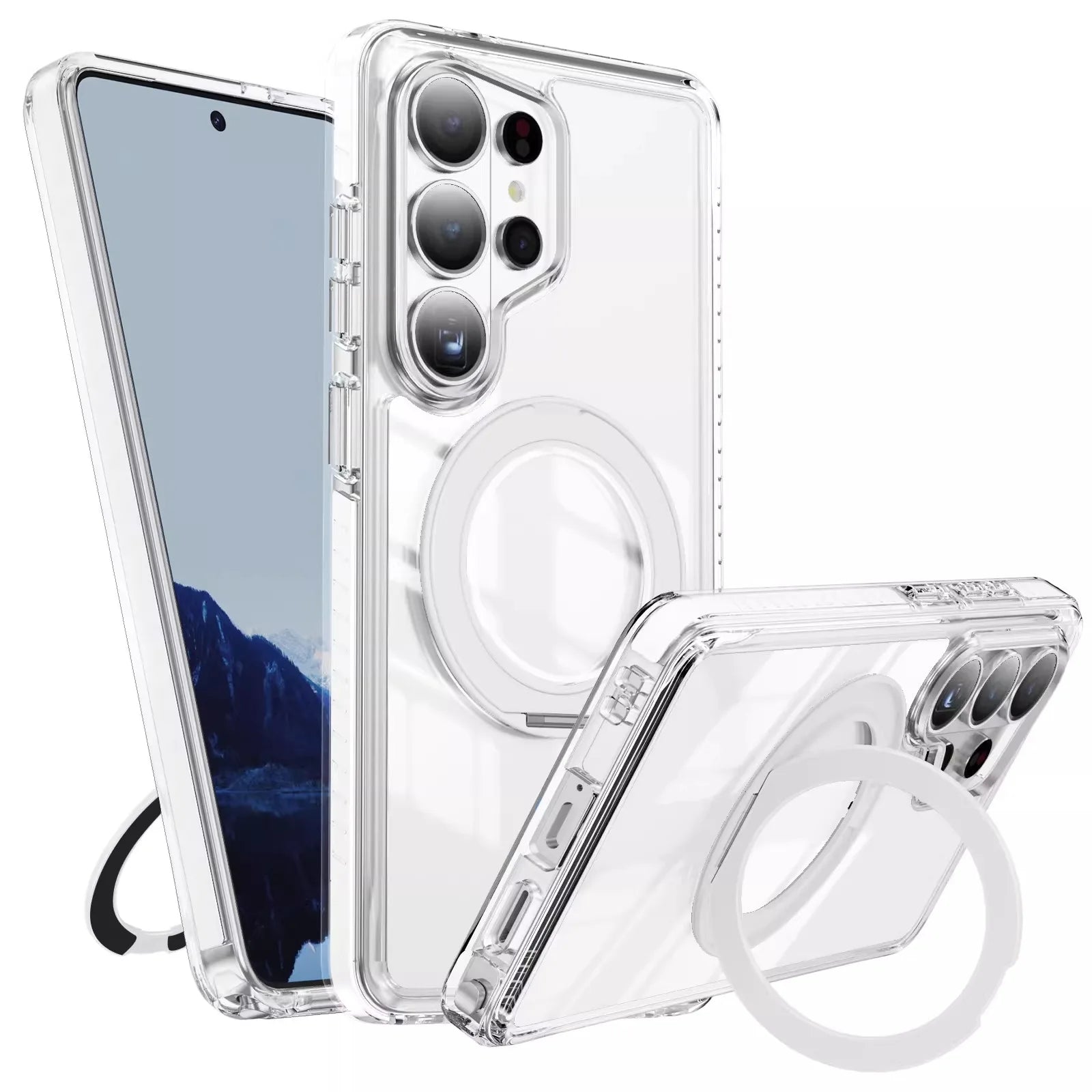 for S26Ultra S26+ For Magsafe 360°Rotation Stand Case For Samsung Galaxy S26 Ultra Plus S25 S24 Plus TPU Magnetic Charging Cover