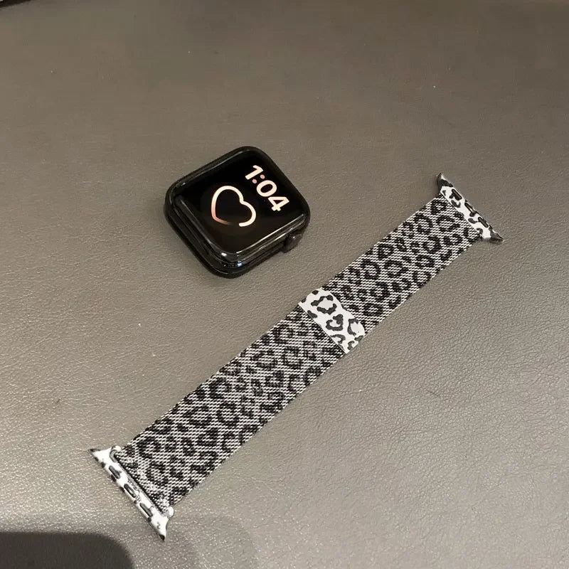 Fashion Leopard Milanese Straps For Apple Watch Bands Series11/10 42mm 46mm Print iWatch Bands Ultra 2 3 49mm Straps Accessories