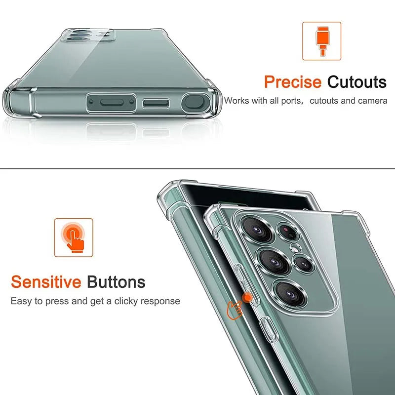 Air-Bag Shockproof Clear Case For Samsung Galaxy S25 S10 S20 S21 S22 S23 S24 FE S 25 Plus S26 Ultra Transparent Cover Case