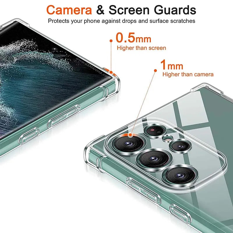 Air-Bag Shockproof Clear Case For Samsung Galaxy S25 S10 S20 S21 S22 S23 S24 FE S 25 Plus S26 Ultra Transparent Cover Case