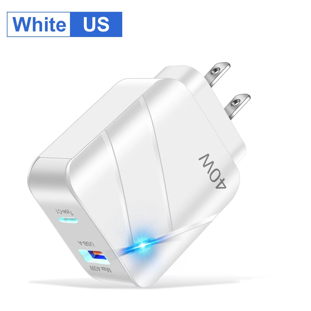AIXXCO USB PD Quick Charge 28W 40W USB Charger QC3.0 2A Fast Wall Charger Mobile Phone Charger for Samsung Xiaomi iPhone 12