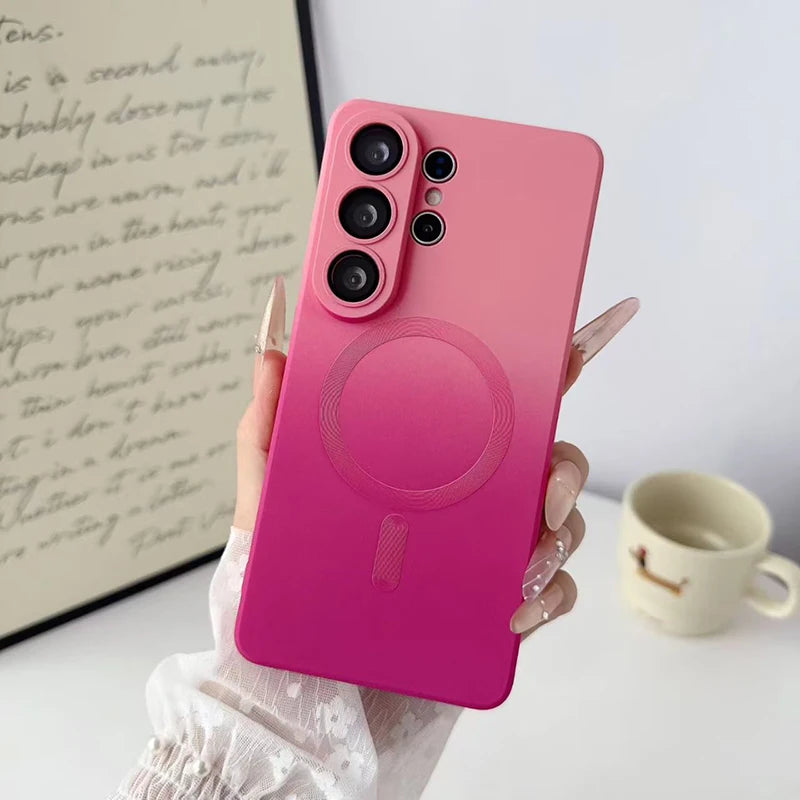 Gradient Wireless Charging Phone Case For Samsung Galaxy S26 Ultra S20 S21 S22 S23 S24 S25 Plus FE Lens All Inclusive Protective