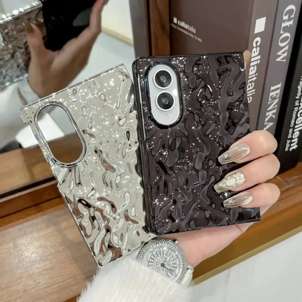 Luxury Plating Water Ripple Advanced Phone Cases for Samsung Galaxy Z Fold 8 Ultra 7 6 5 4 Fold8 Shockproor Ultra-thin PC Cover