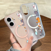 Hanging Cat Cloud Sun Print Magnetic Phone Case For Magesafe iPhone 17 13 14 16 15 12 Pro Max 17 Air Wireless Charging TPU Cover