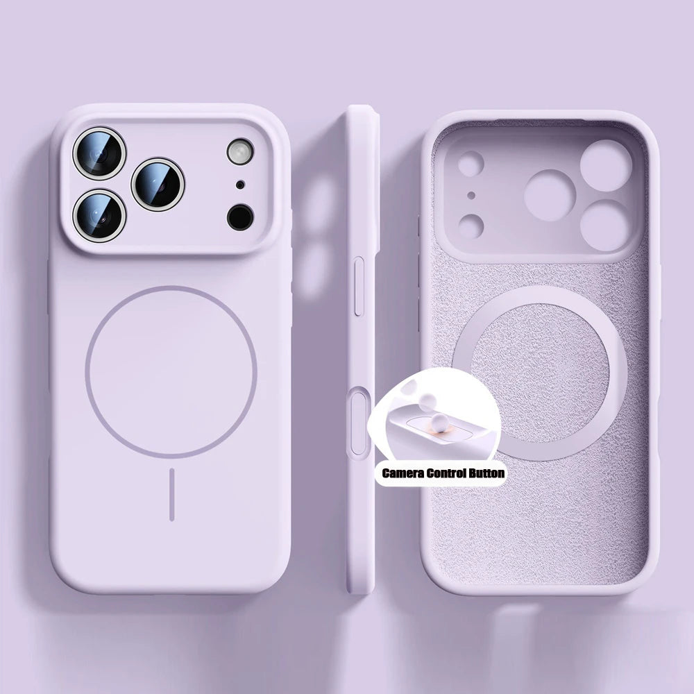 Orange Liquid Silicone for Magsafe Case for iPhone 17 Pro Max 17 Air Soft Magnetic Charing Cover for iPhone 13 14 15 16 Pro Max
