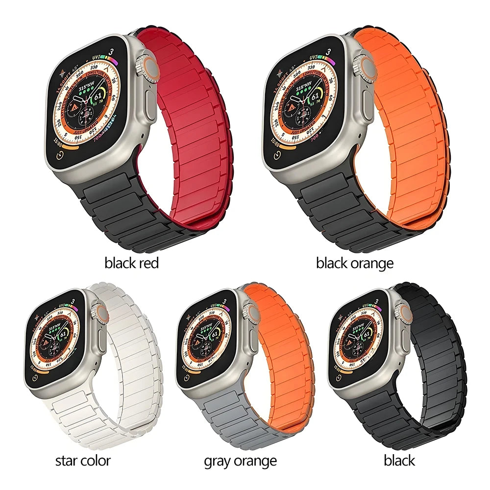 Hot Magnetic Loop For Apple Watch Bands 44 40 49 45 41 38mm Silicone Bracelet iWatch Series 11 10 9 8 7 6 5 4 3 Se Ultra 3/2 Str