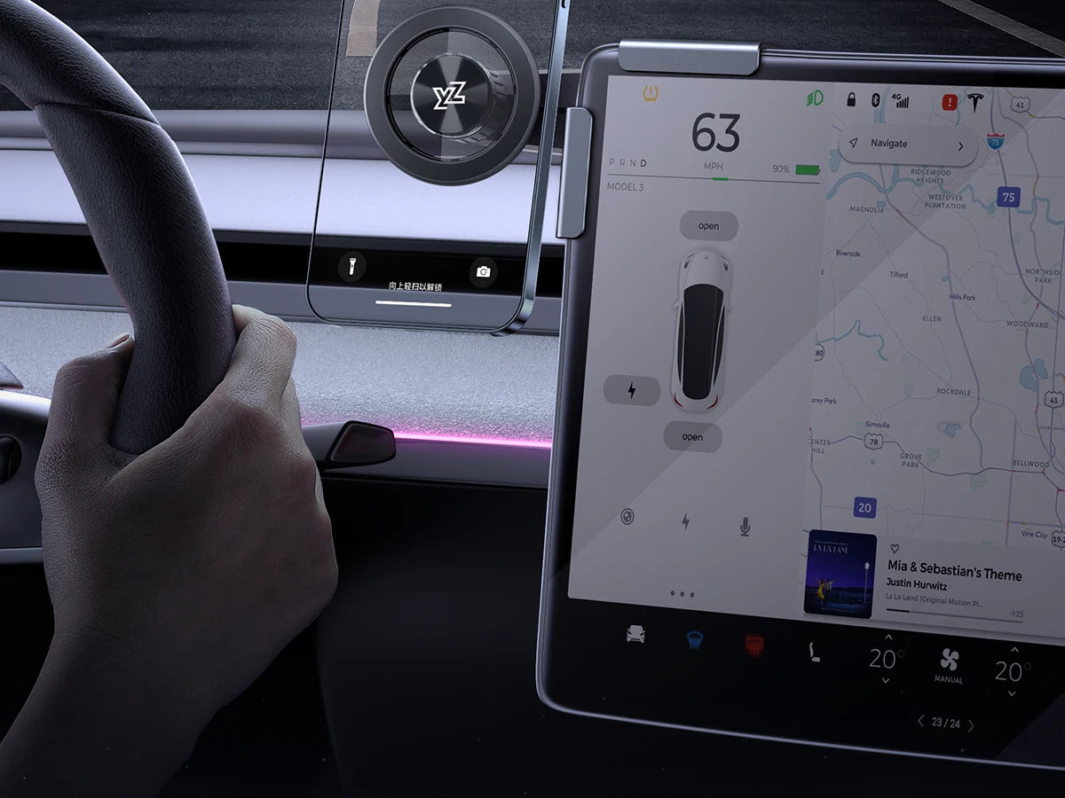 YZ For Tesla Car Phone Holder Model Y YL 3 Highland Juniper N52 Magnetic Screen Mount Universal Phone Stand for All iPhone 16 15