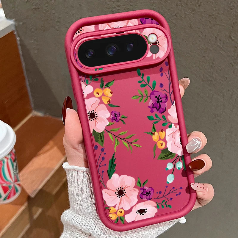 INS Cartoon Flowers Soft TPU Phone Case For Google Pixel 8 Pro 8A 9 Pro XL 7A Shockproof Silicone Cover For Pixel 9 8 7 Pro