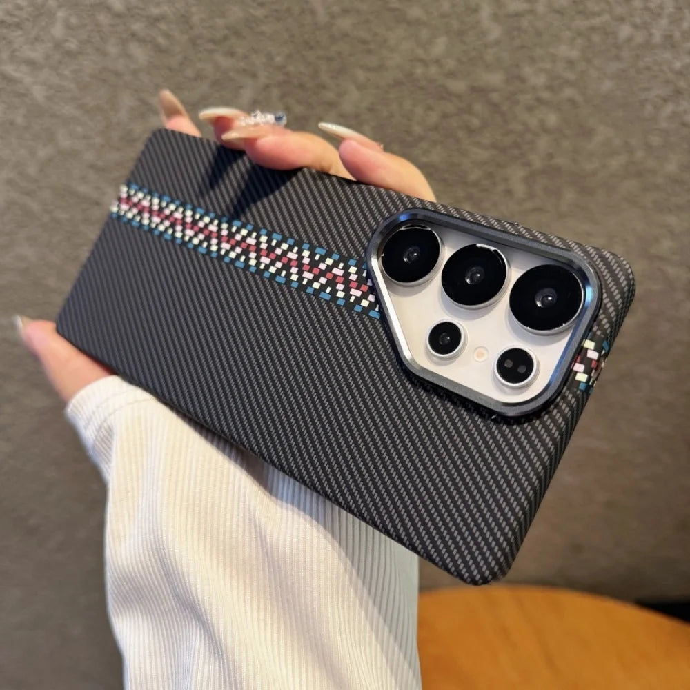 High end Carbon Fibre Wireless Charging for Magsafe Phone Case for Samsung Galaxy S25 S26 Ultra S26 Plus Alloy Lens Hard PC Case